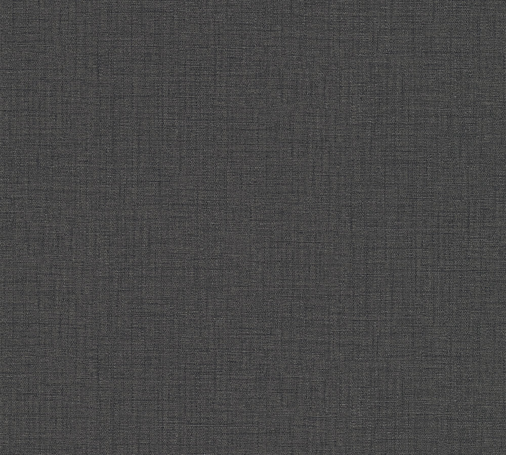 Desert Lodge - Linen Texture plain wallpaper AS Creation Roll Dark Grey  385293