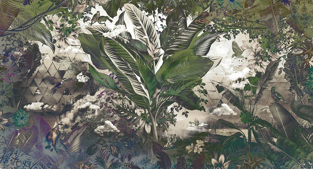 Cobalt - Bongo Congo digital print Muance Green   MU12083