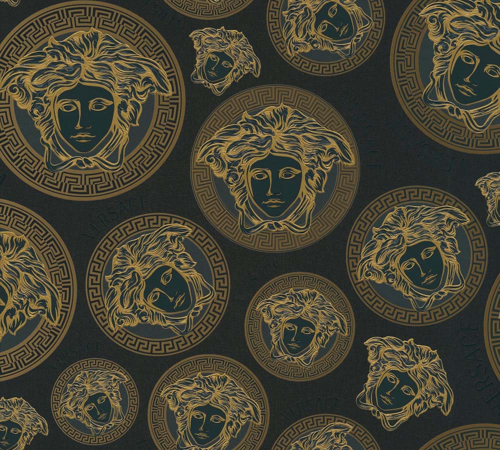 Versace 5 -  Medusa Duo designer wallpaper AS Creation Roll Bronze  386117