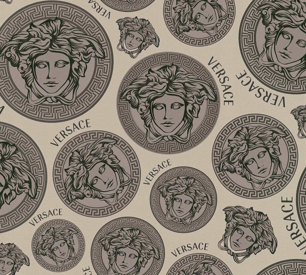 Versace 5 -  Medusa Duo designer wallpaper AS Creation Roll Greige  386112