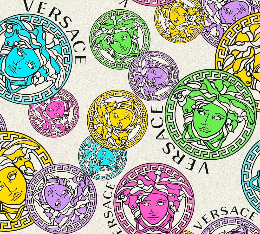 Versace 5 -  Medusa Duo designer wallpaper AS Creation Roll Light White  386101