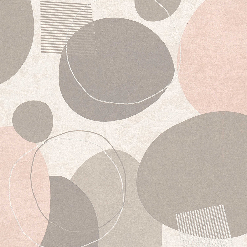 Geo Effect - Organic Circles geometric wallpaper AS Creation Roll Pink  385952