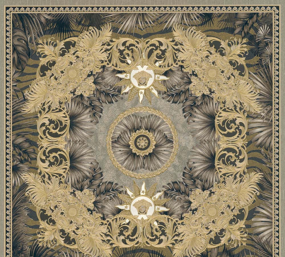 Versace 5 -  Ornate Palm designer wallpaper AS Creation Roll Bronze  387035