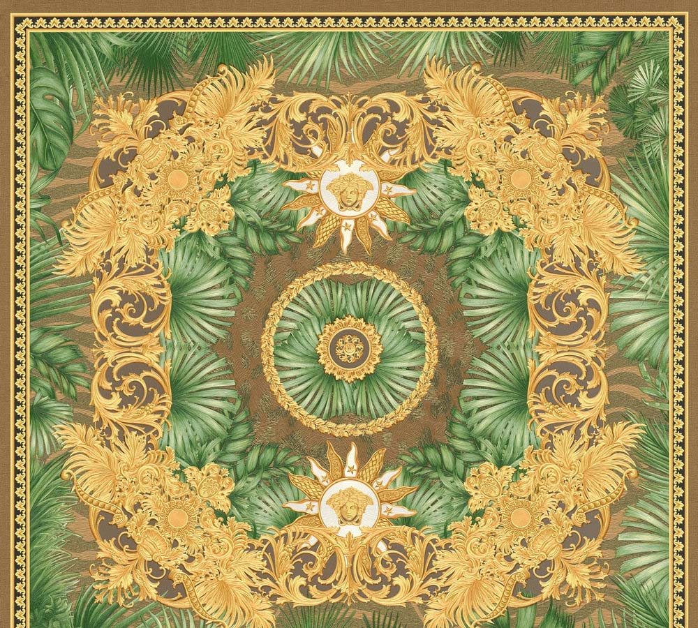 Versace 5 -  Ornate Palm designer wallpaper AS Creation Roll Gold  387033
