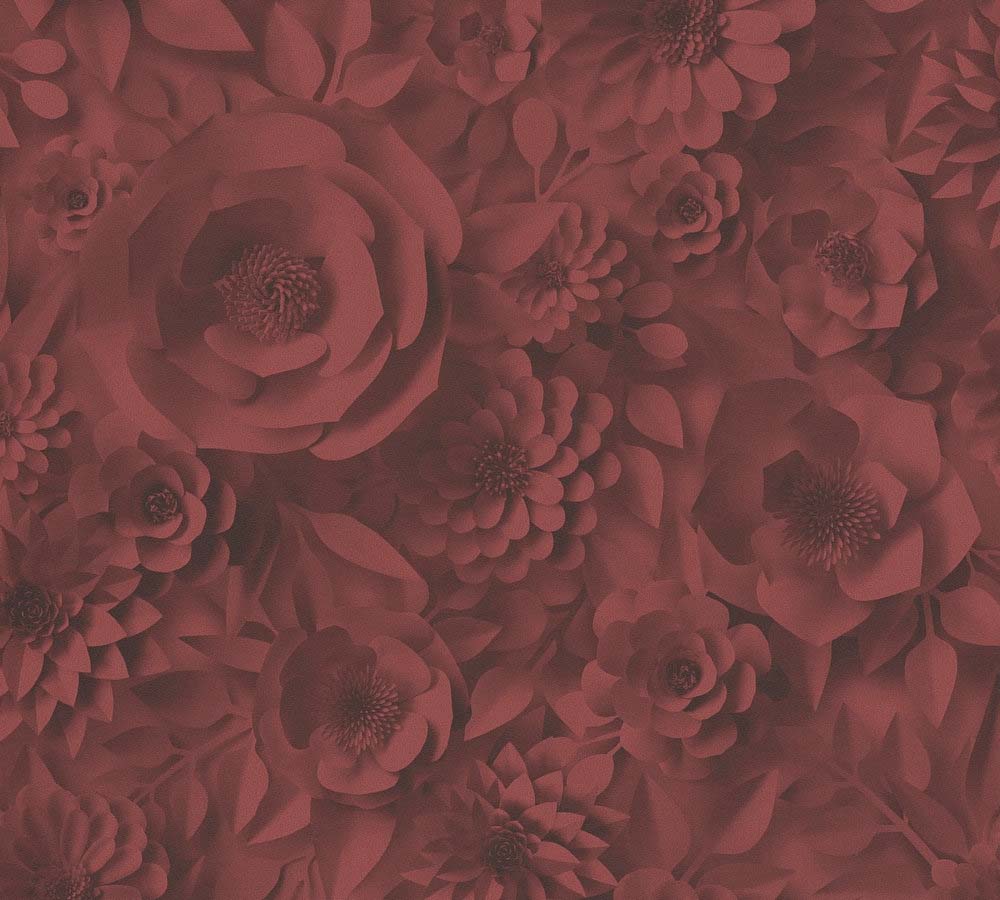 Pint Walls -  3D Effect Roses botanical wallpaper AS Creation Roll Red  387183