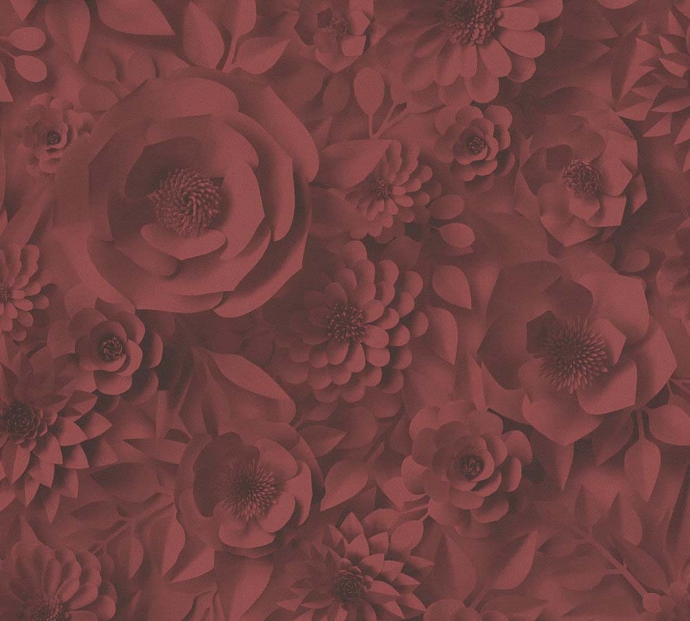 Pint Walls -  3D Effect Roses botanical wallpaper AS Creation Roll Red  387183