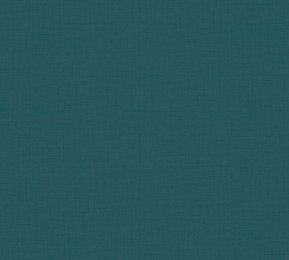 My Home My Spa - Linen Luxury Textile Look plain wallpaper AS Creation Roll Blue  387121
