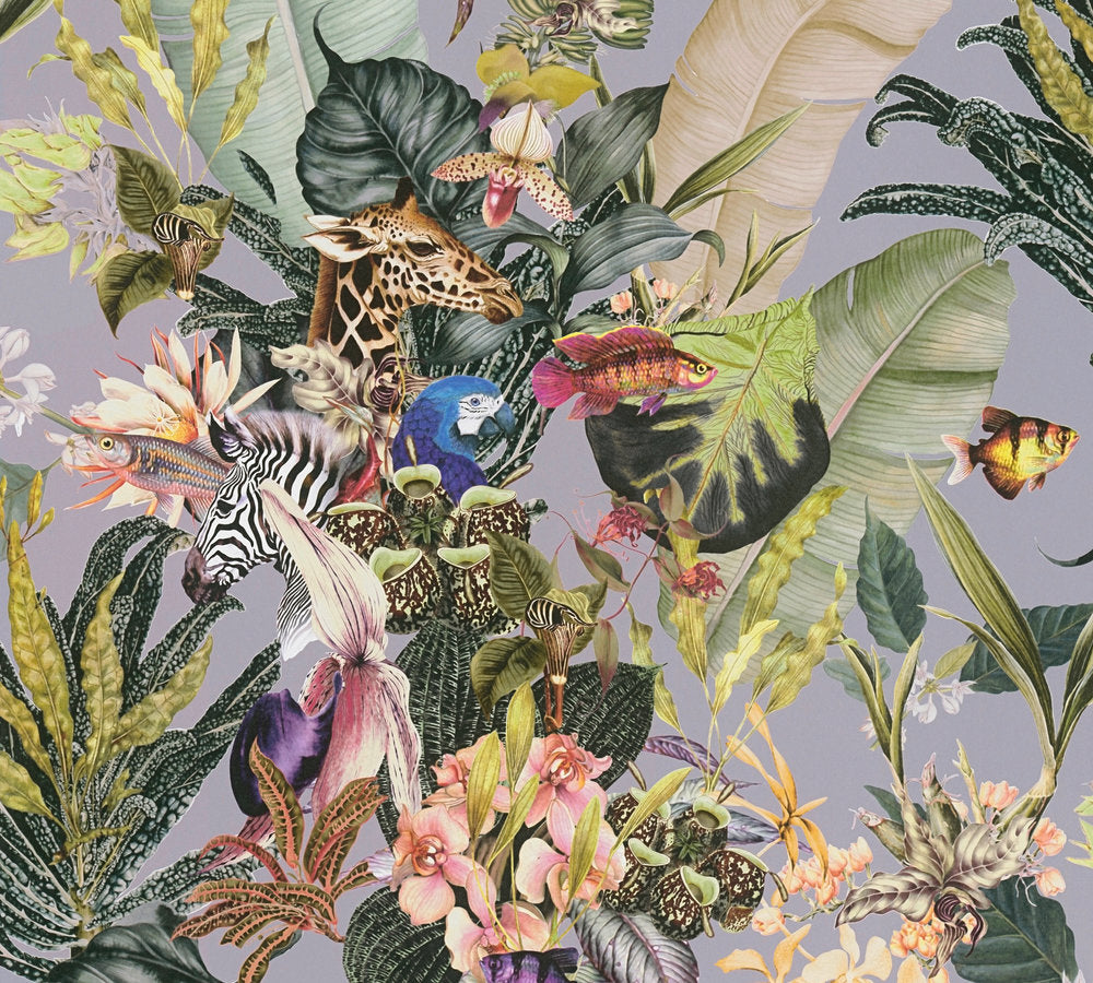 Dream Flowery - Tropical Animals botanical wallpaper AS Creation Roll Green  381762