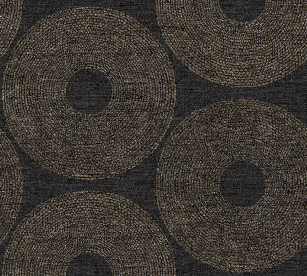 Desert Lodge - Urban Circles geometric wallpaper AS Creation Roll Black  385242