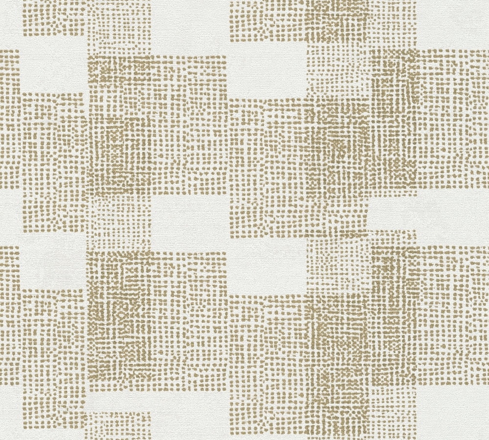 Desert Lodge - Urban Squares geometric wallpaper AS Creation Roll Light Gold  385251