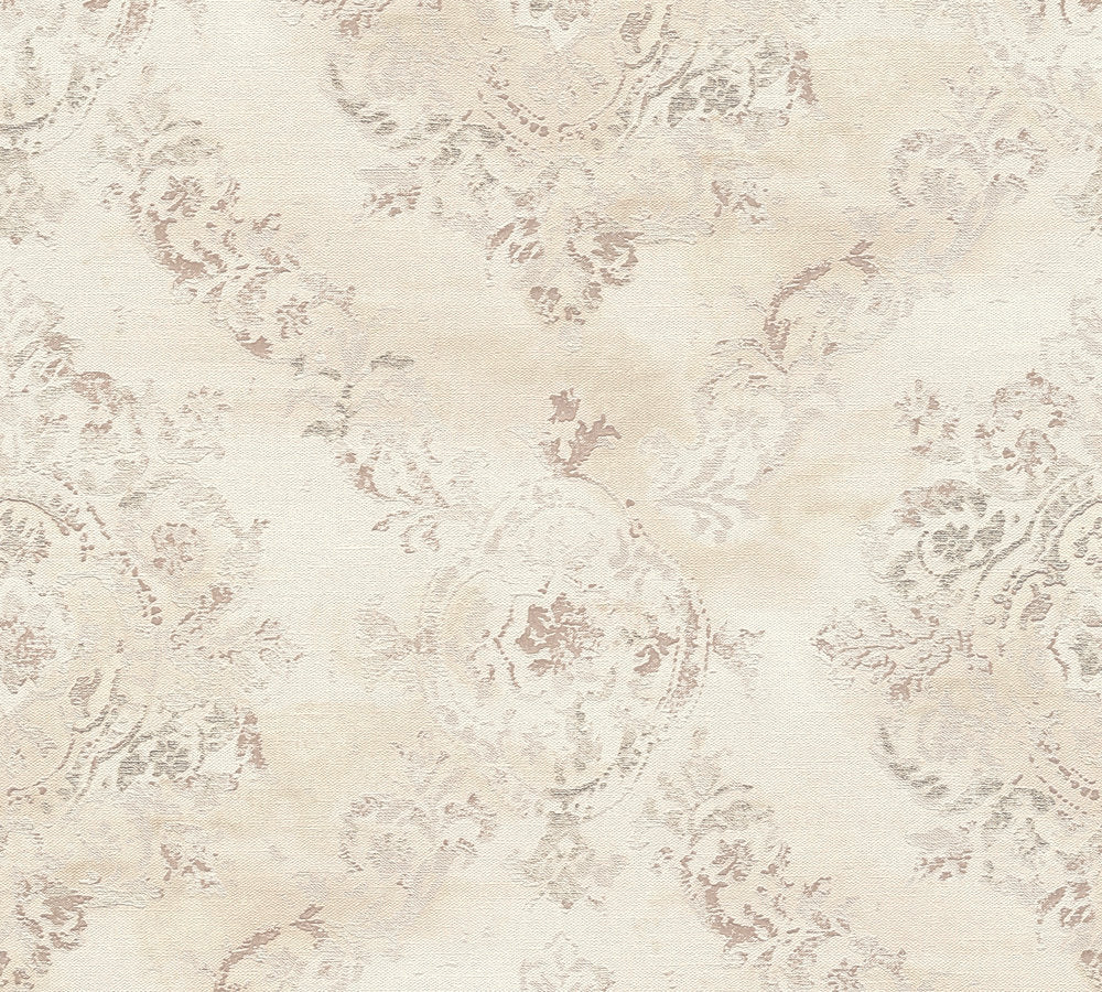My Home My Spa - Vintage Damask damask wallpaper AS Creation Roll Beige  387071