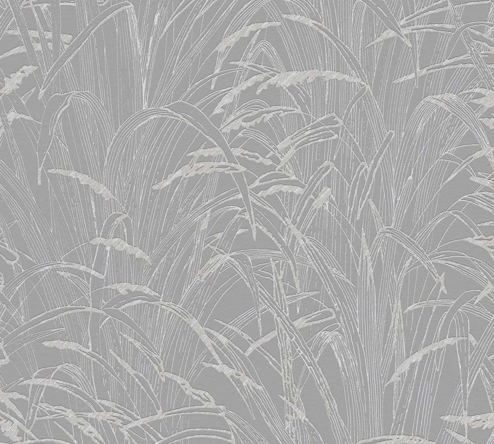 Hygge 2 -  Wild Grass botanical wallpaper AS Creation Roll Grey  386001