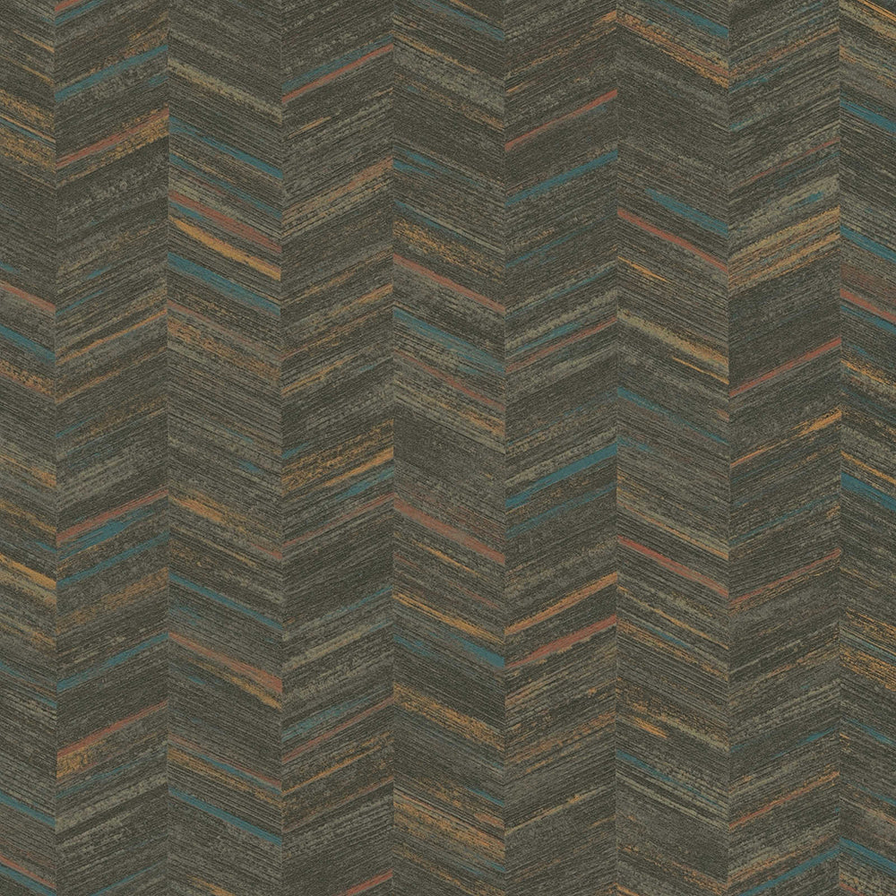 Geo Effect - Herringbone geometric wallpaper AS Creation Roll Dark Brown  383092