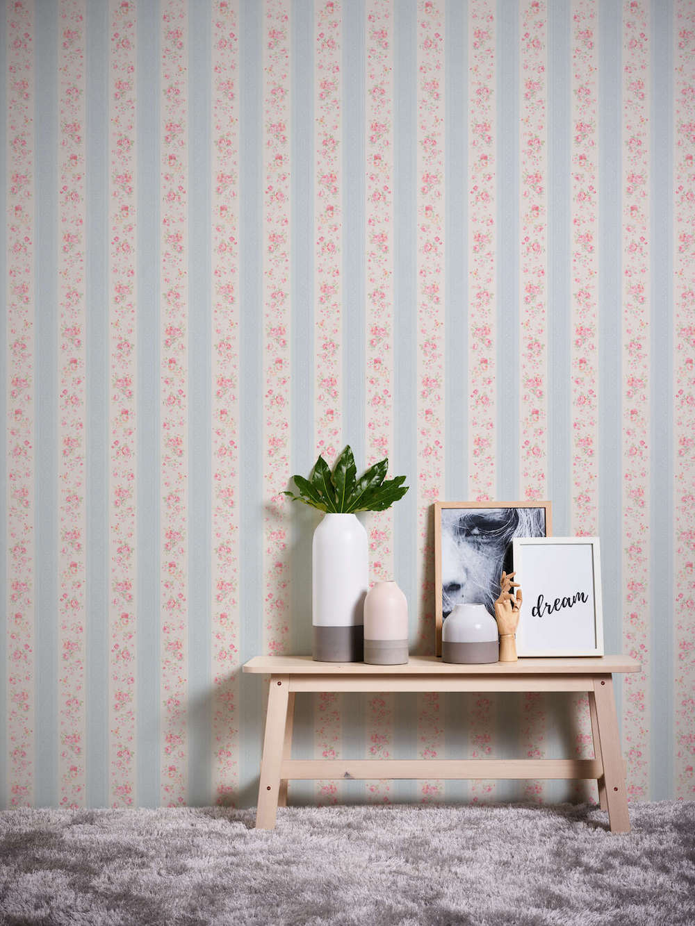 Maison Charme - Stripes & Flowers stripe wallpaper AS Creation    