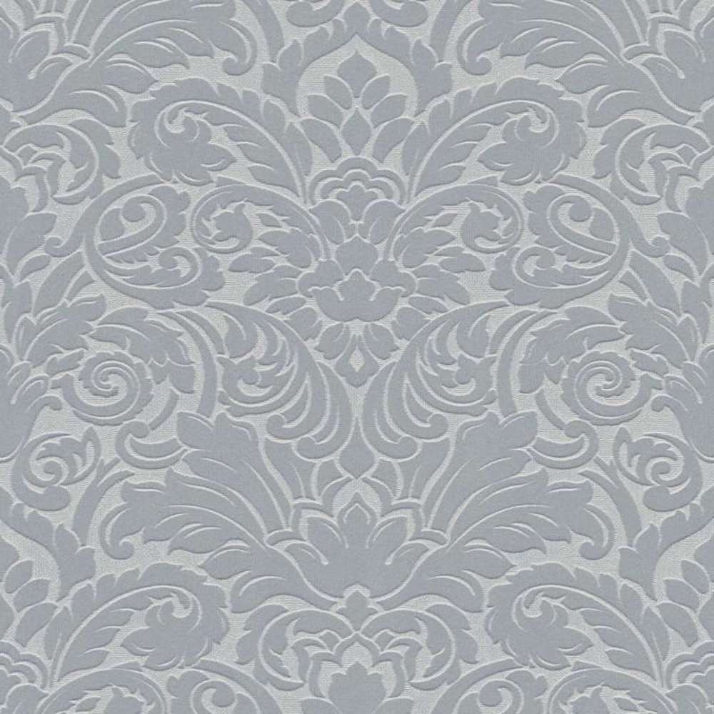 Castello - Flocked Damask textile wallpaper AS Creation Roll Light Grey  335833