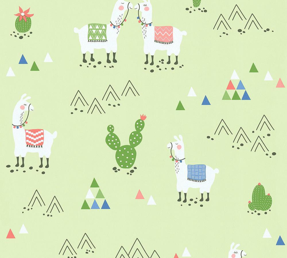 Boys & Girls 6 - Alpaca & Cactus kids wallpaper AS Creation Roll Green  369852