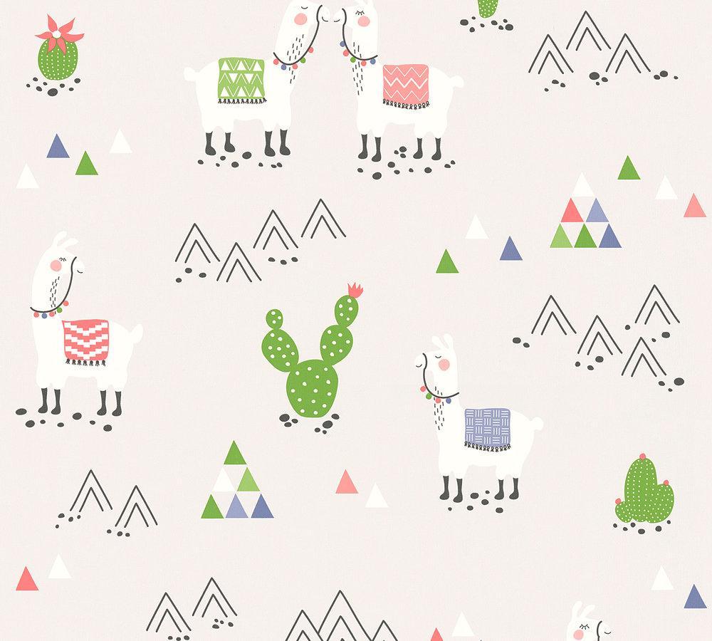 Boys & Girls 6 - Alpaca & Cactus kids wallpaper AS Creation Roll Light Grey  369853