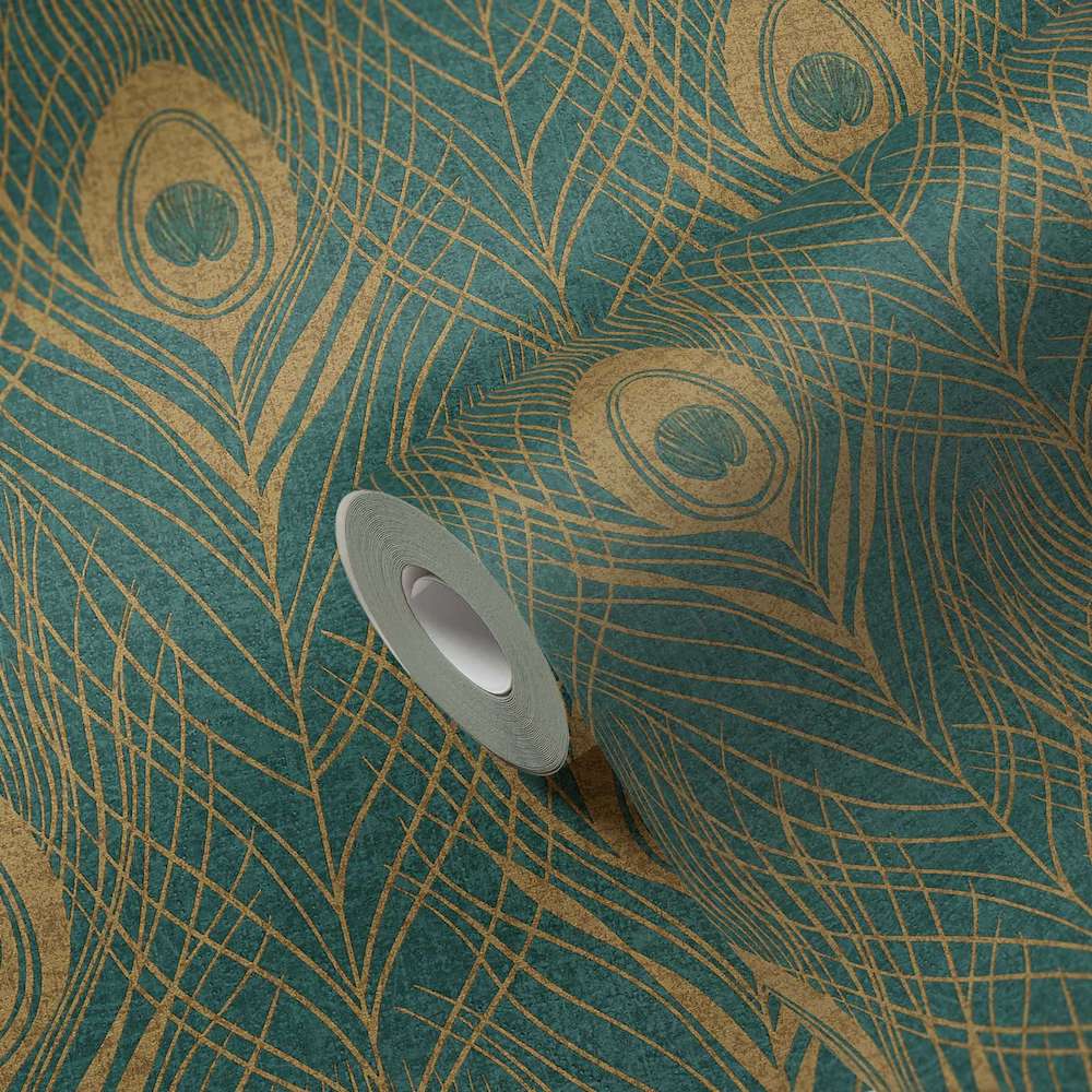 Absolutely Chic - Peacock Feather botanical wallpaper AS Creation    