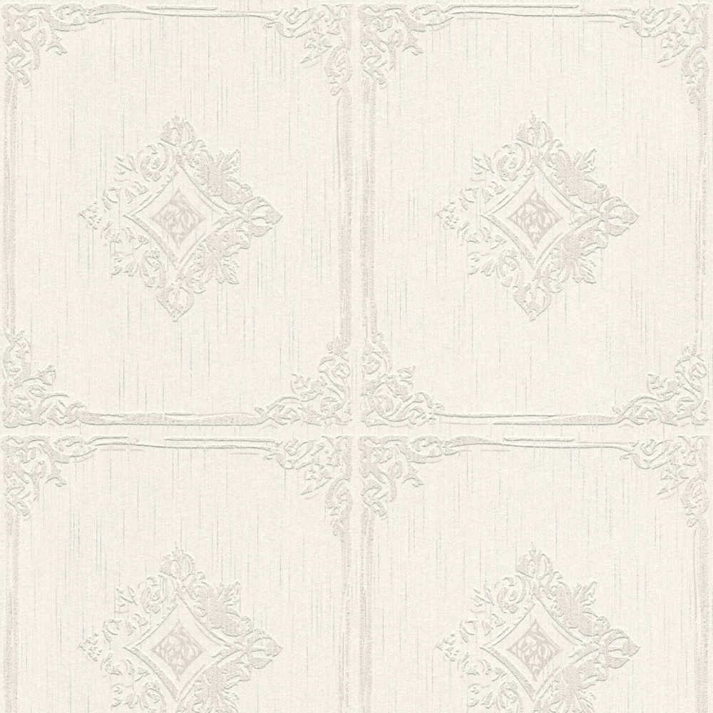 Tessuto 2 - Textural Tiles textile wallpaper AS Creation Roll Cream  961992