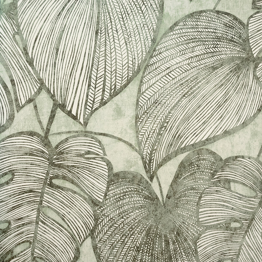 Julie Feels Home - Monstera botanical wallpaper Hohenberger Roll Olive Sage  26935-HTM