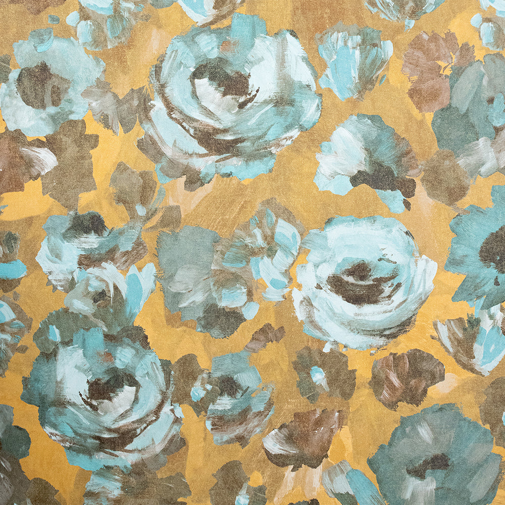 Julie Feels Home - Paeonia botanical wallpaper Hohenberger Roll Teal Gold  26905-HTM