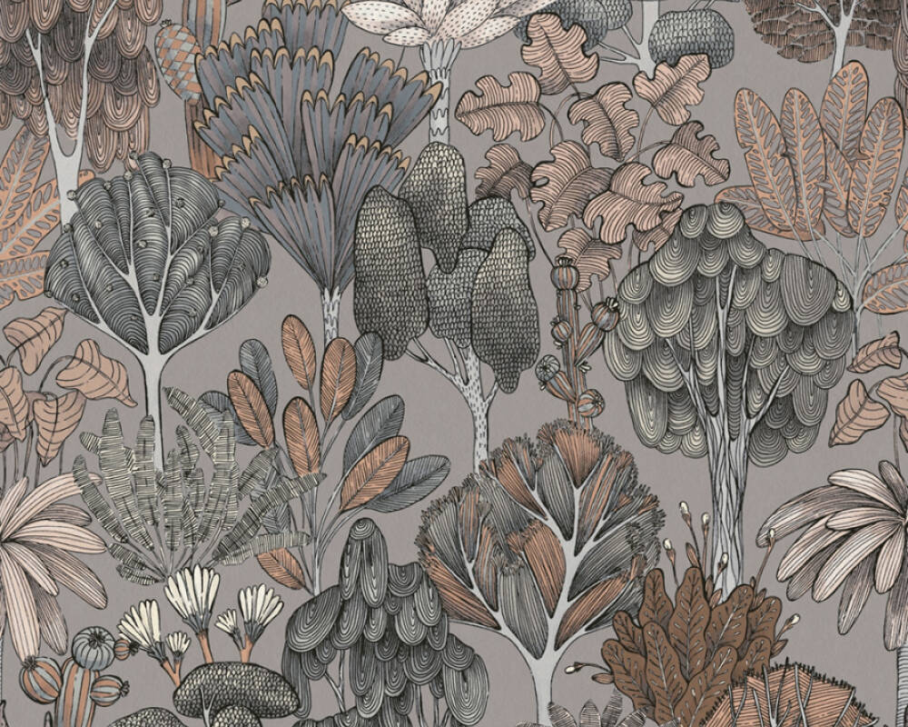 Floral Impression - Fantasy Trees botanical wallpaper AS Creation Roll Taupe  377574