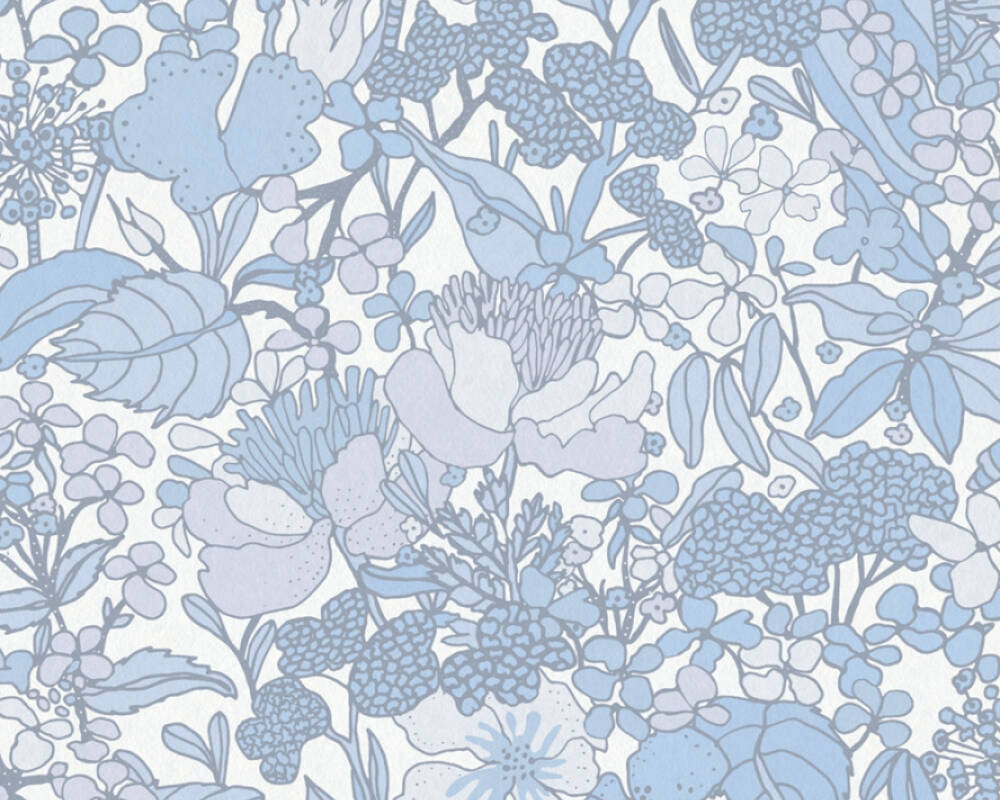 Floral Impression - Floral Phenomenon botanical wallpaper AS Creation Roll Light Blue  377566