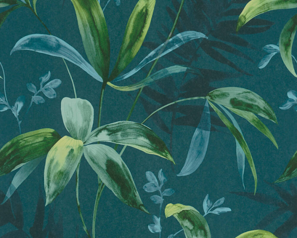 Jungle Chic - Trendy Tropics botanical wallpaper AS Creation Roll Blue  377044