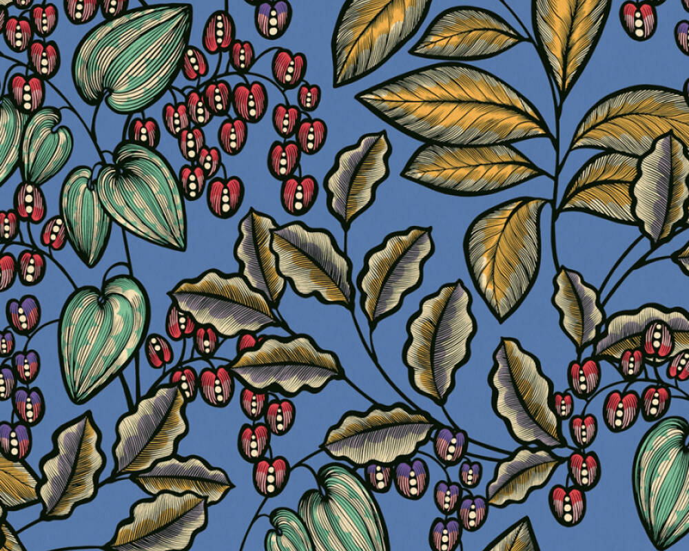 Floral Impression - Botanical Delight botanical wallpaper AS Creation Roll Blue  377541
