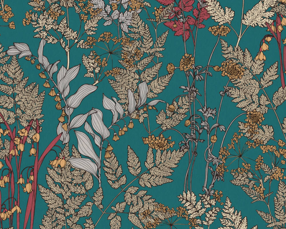 Floral Impression - Florals in the Woods botanical wallpaper AS Creation Roll Dark Blue  377515