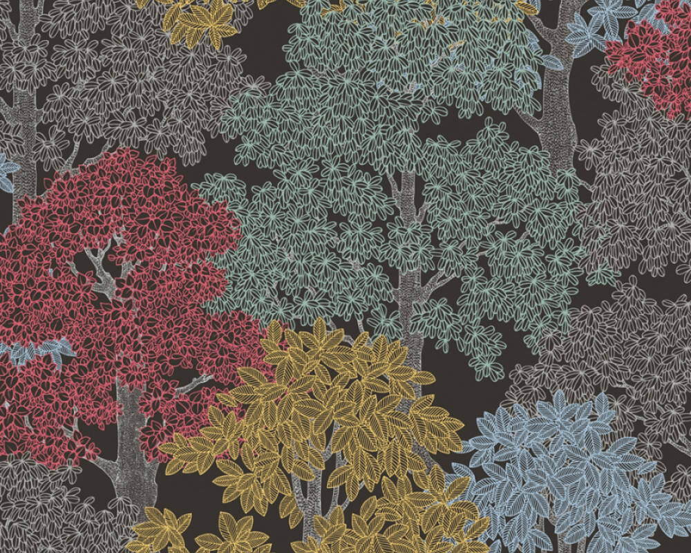 Floral Impression - Whispering Leaves botanical wallpaper AS Creation Roll Black 377532
