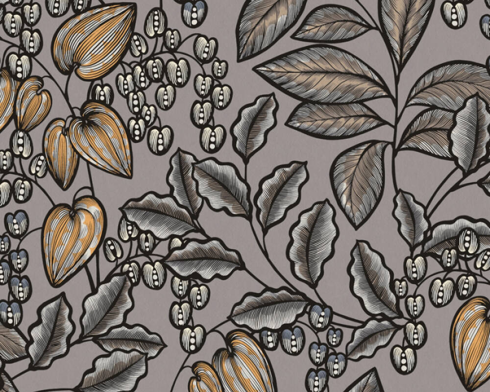 Floral Impression - Botanical Delight botanical wallpaper AS Creation Roll Grey  377549