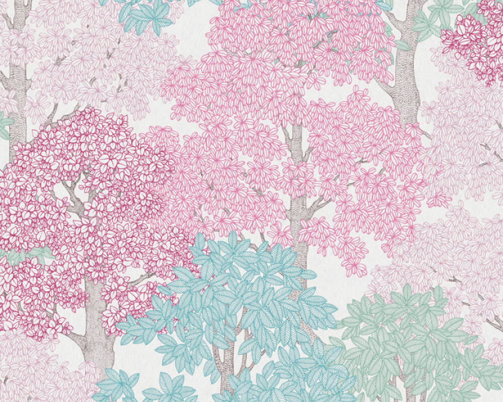 Floral Impression - Whispering Leaves botanical wallpaper AS Creation Roll Pink  377535