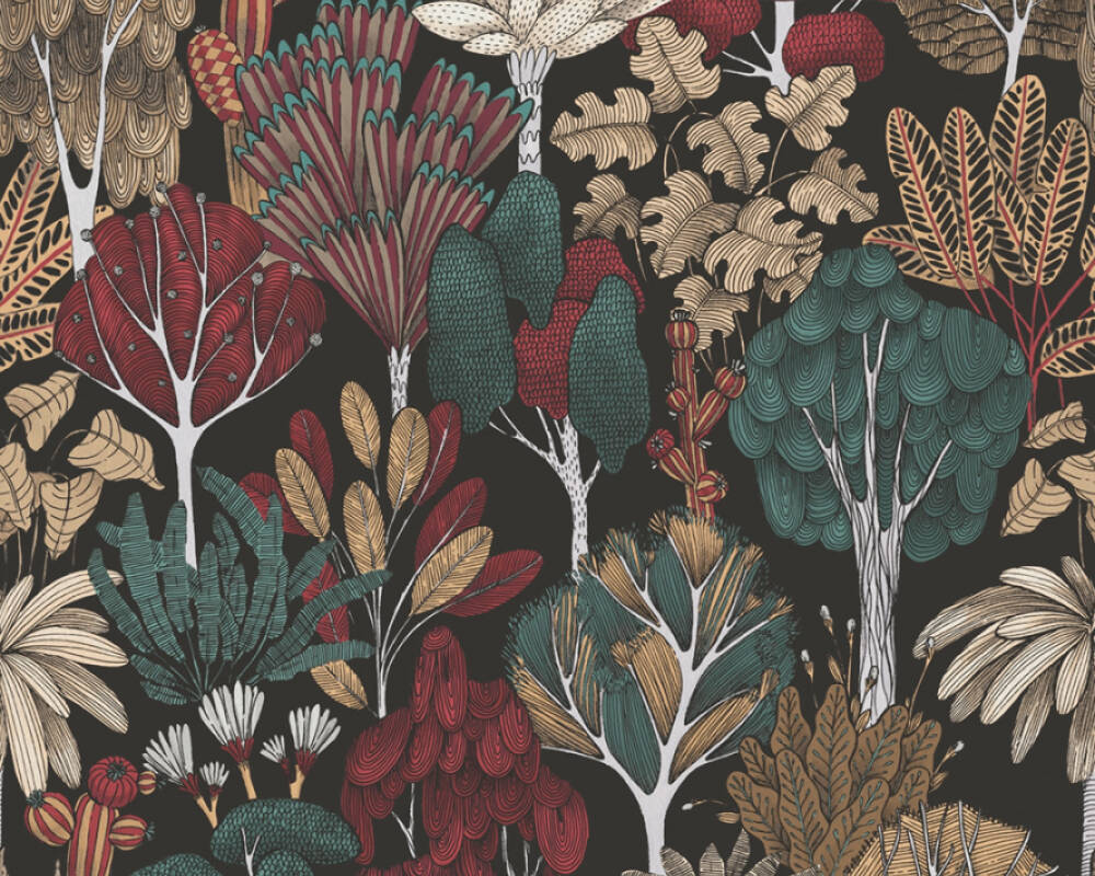Floral Impression - Fantasy Trees botanical wallpaper AS Creation Roll Black  377576