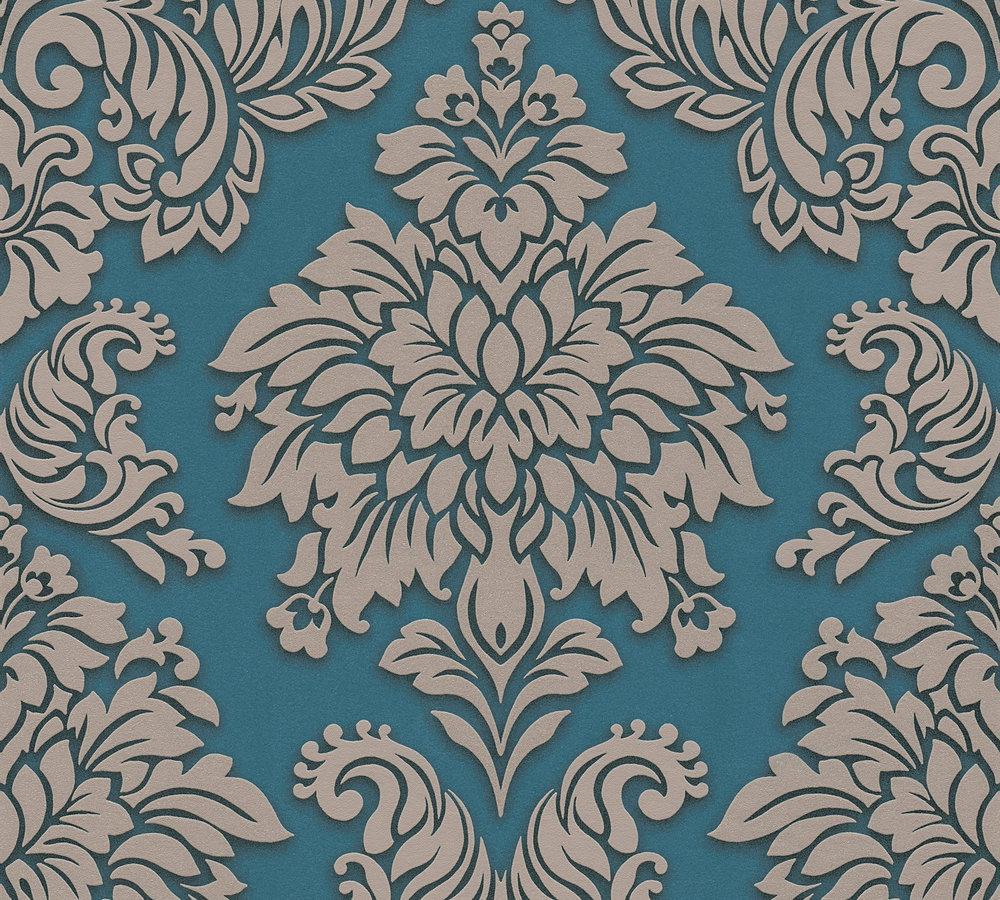 Metropolitan Stories - Touch Of Glitter damask wallpaper AS Creation Roll Blue  368985