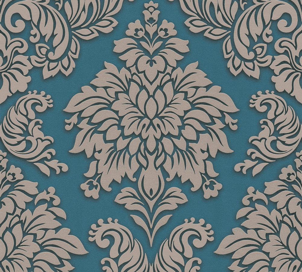 Metropolitan Stories - Touch Of Glitter damask wallpaper AS Creation Roll Blue  368985