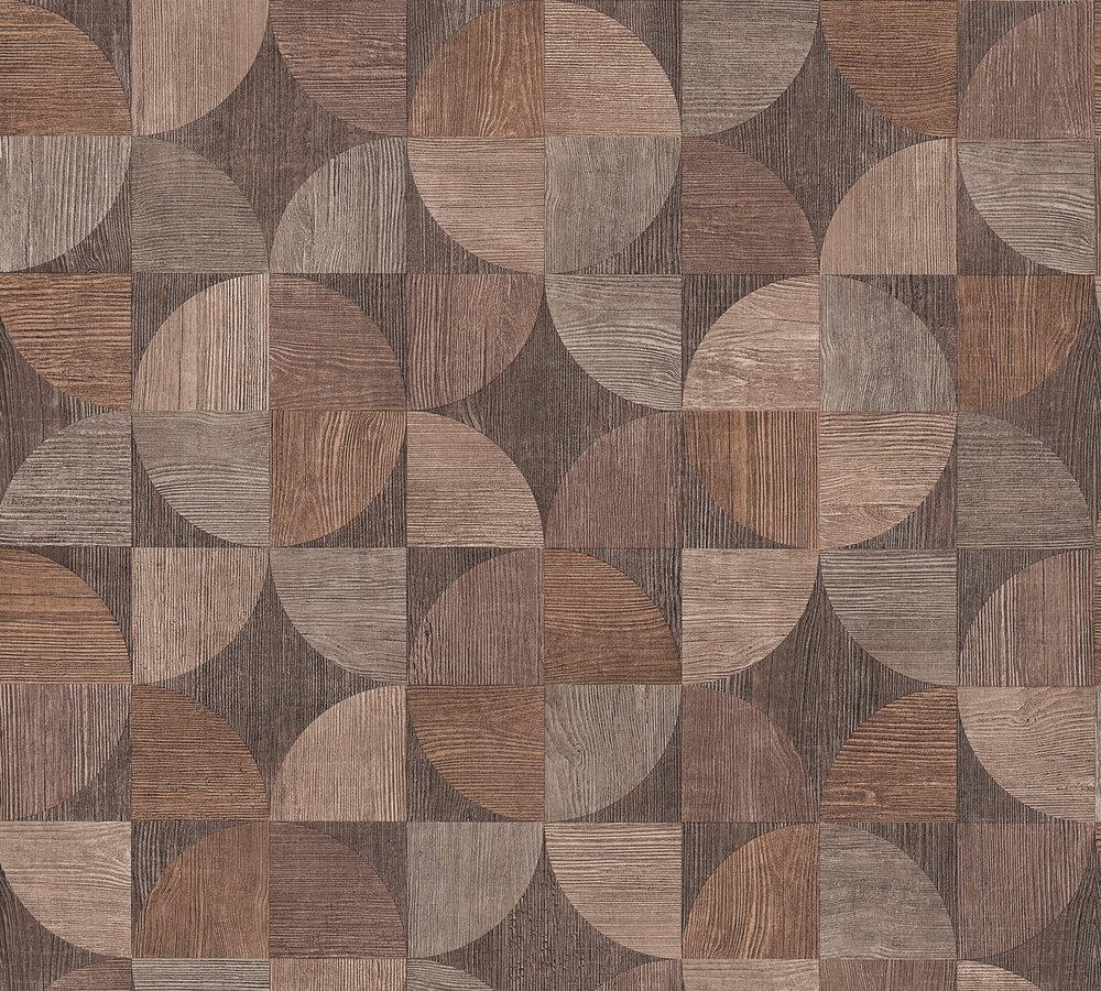 Metropolitan Stories - Scandi Geo Timber geometric wallpaper AS Creation Roll Brown  369131