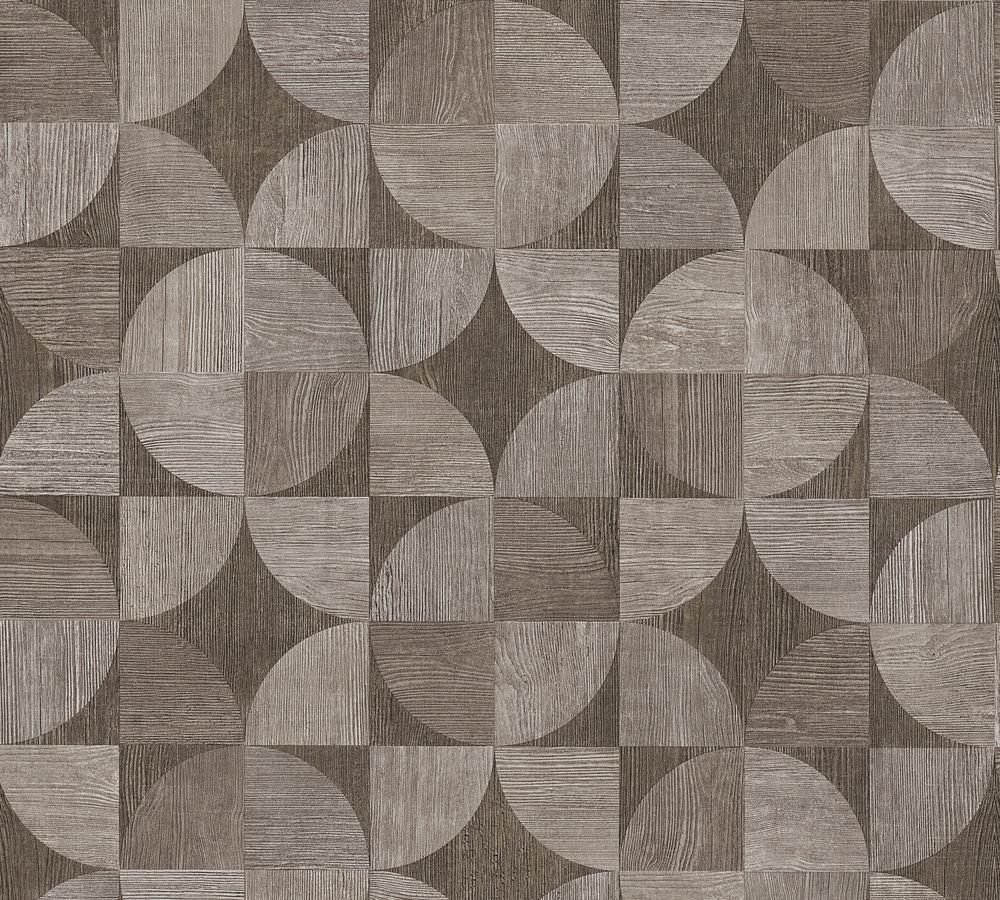 Metropolitan Stories - Scandi Geo Timber geometric wallpaper AS Creation Roll Taupe  369132