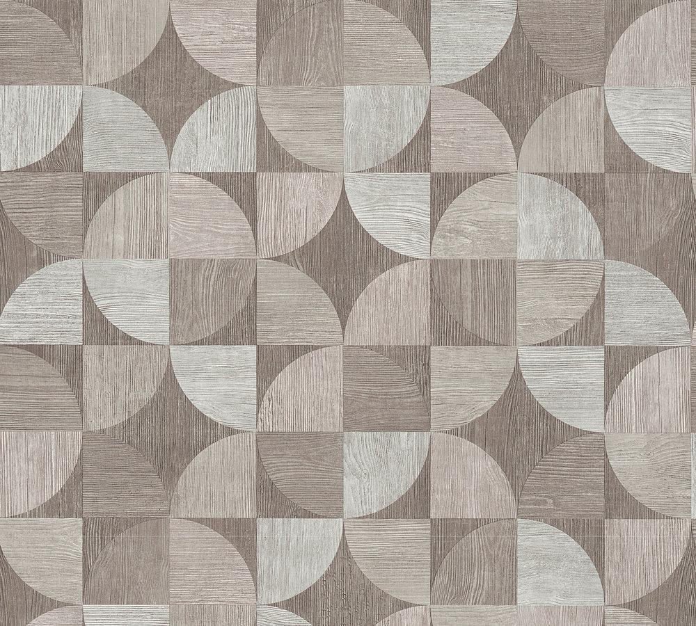 Metropolitan Stories - Scandi Geo Timber geometric wallpaper AS Creation Roll Grey  369133