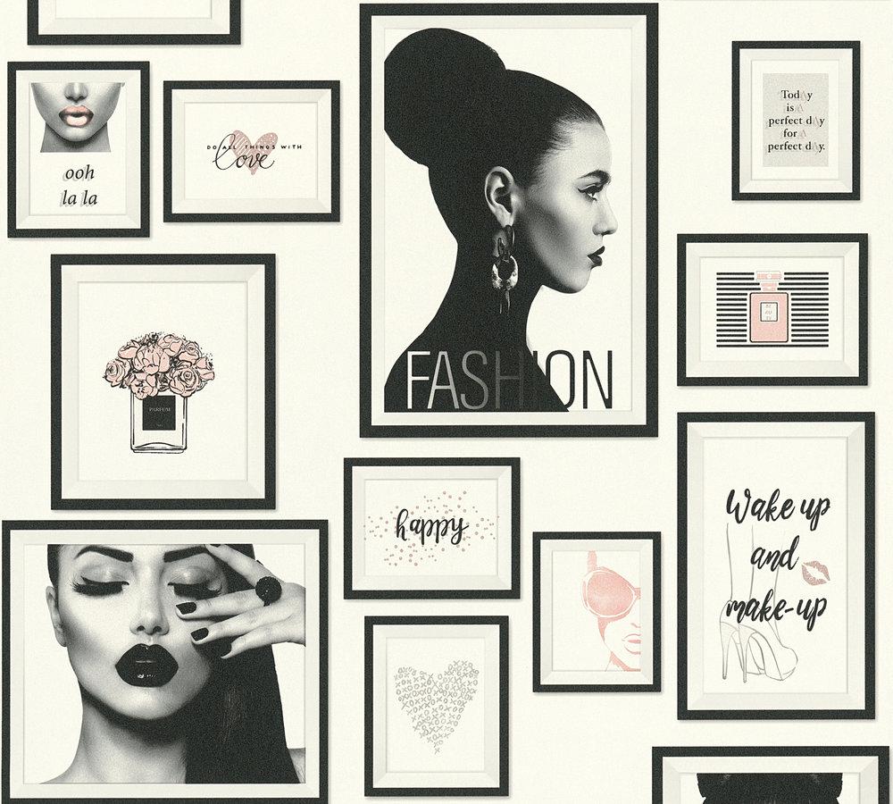 Metropolitan Stories - Fashion Collage geometric wallpaper AS Creation Roll Black  369181