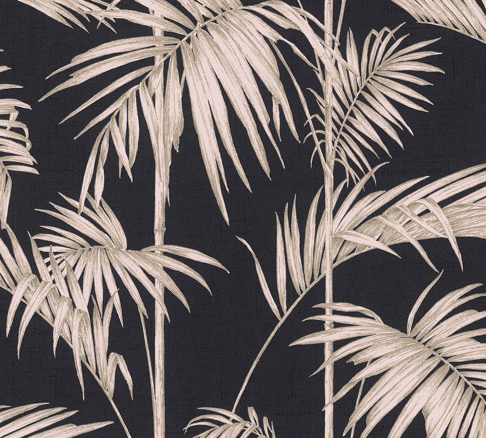 Metropolitan Stories - Palm Glam botanical wallpaper AS Creation Roll Black  369191