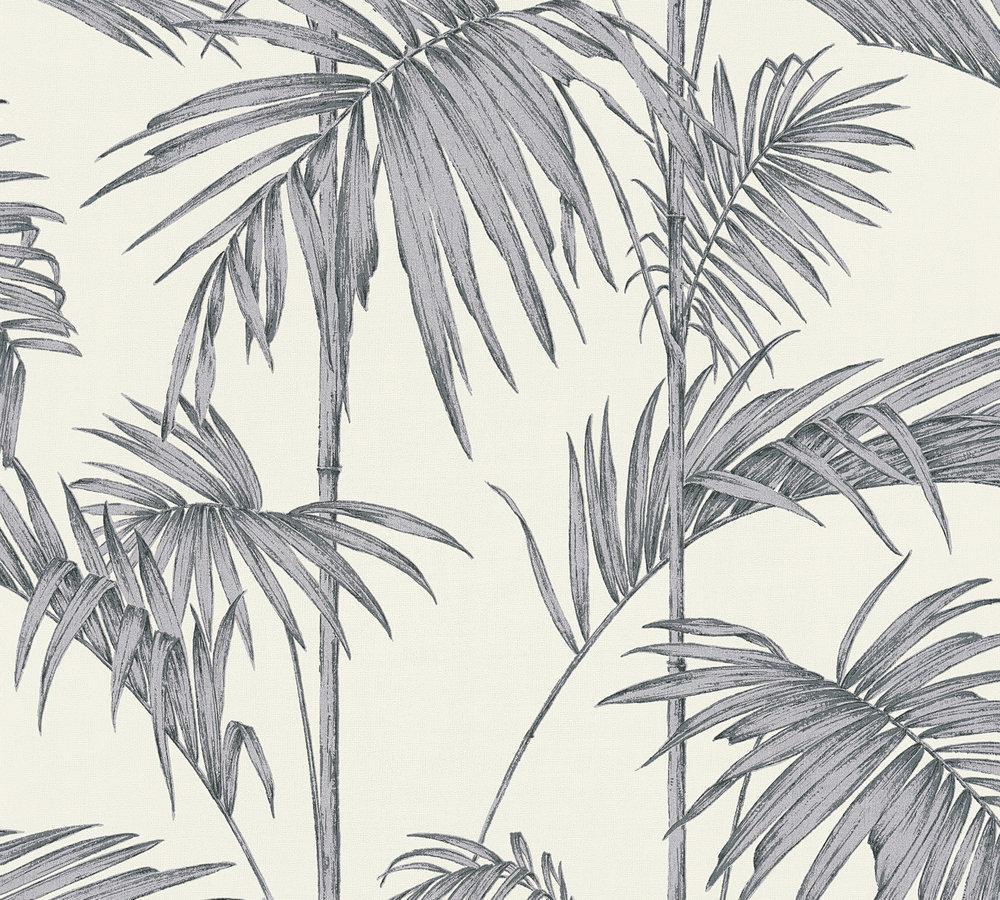 Metropolitan Stories - Palm Glam botanical wallpaper AS Creation Roll Grey  369192