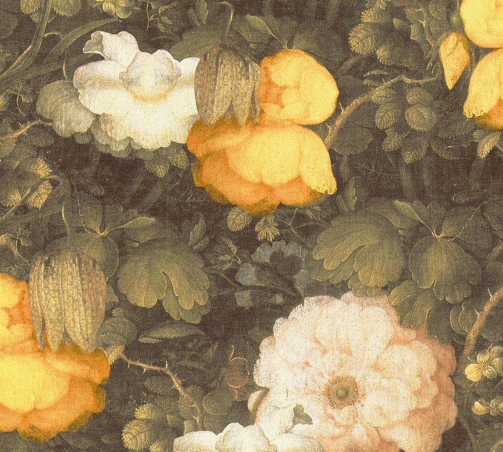 Metropolitan Stories - Floral Canvas botanical wallpaper AS Creation Roll Yellow  369211