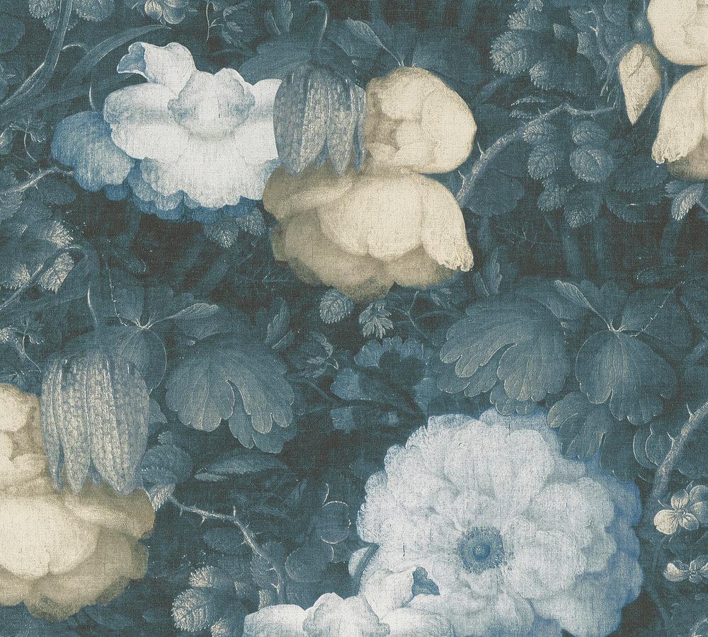 Metropolitan Stories - Floral Canvas botanical wallpaper AS Creation Roll Blue  369213