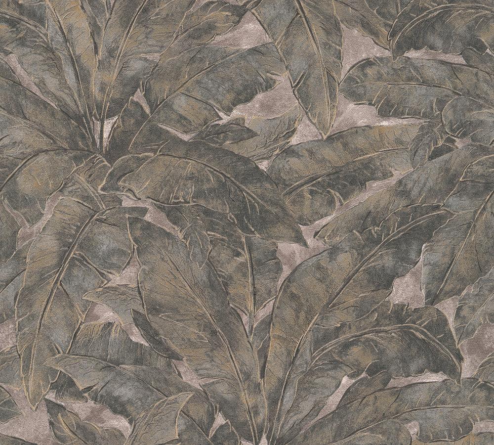 Metropolitan Stories - Luxury Palms botanical wallpaper AS Creation Roll Dark Grey  369271