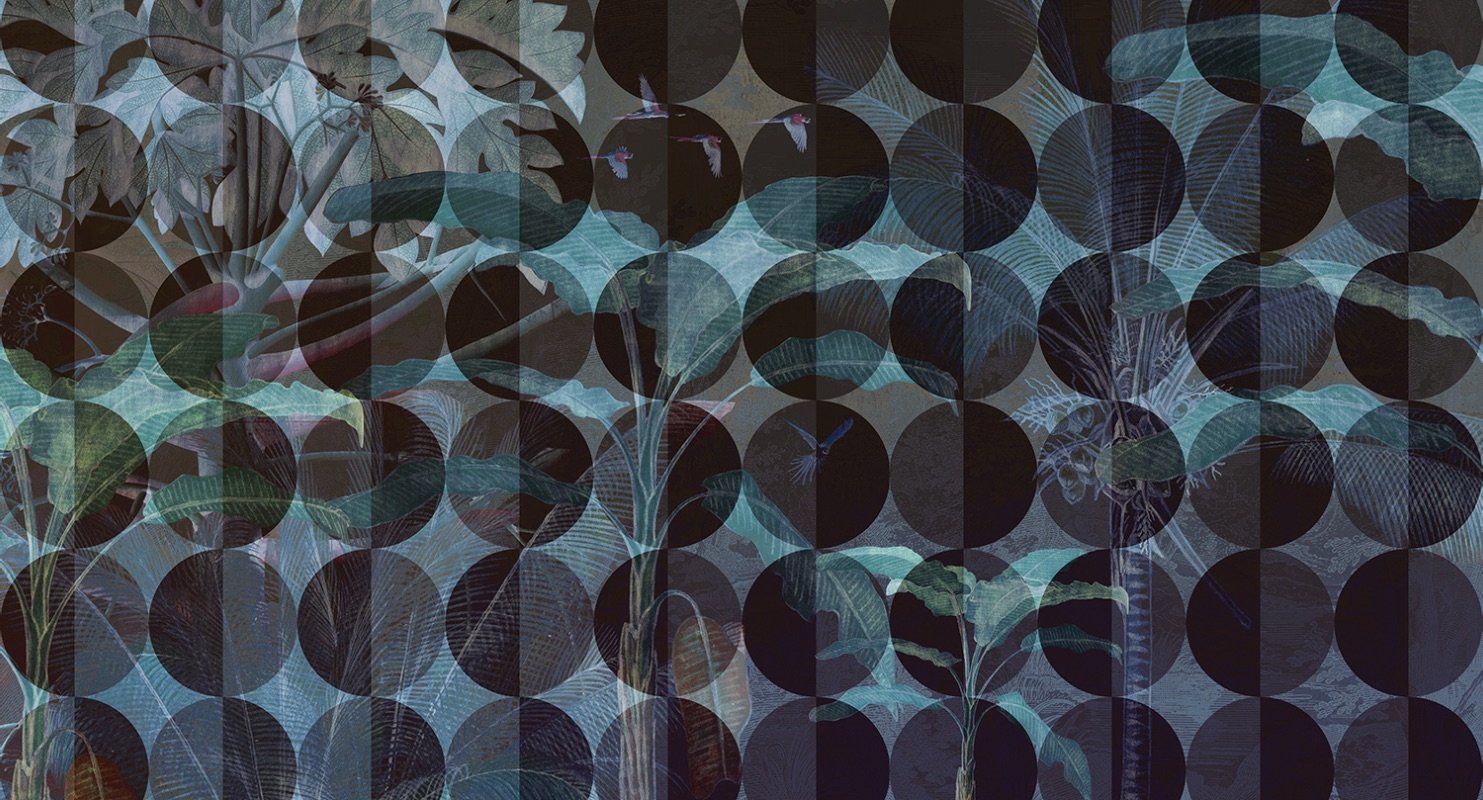 Violet - Circular Tropics digital print Muance Blue   11001