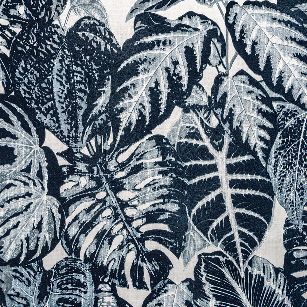 Feel - Flocked Elephant Leaf botanical wallpaper Hohenberger Roll Dark Blue  81264-HTM
